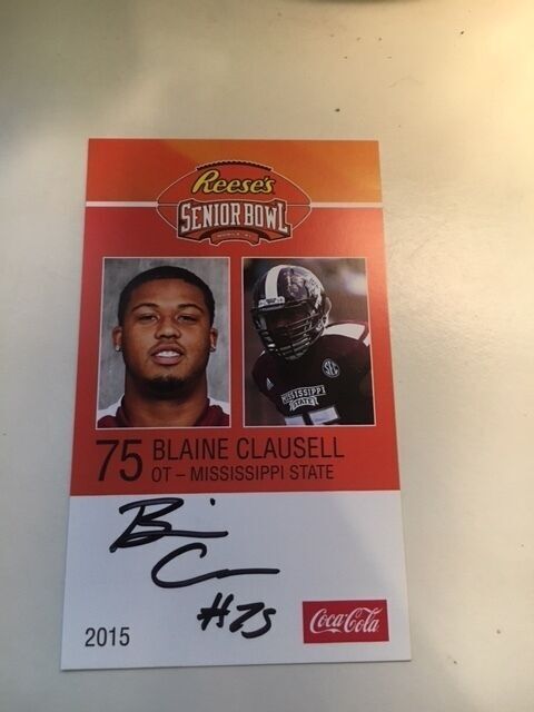 BLAINE CLAUSELL 2015 REESE'S SENIOR BOWL 3X5 MISSISSIPPI ST AUTOGRAPHED CARD QTY