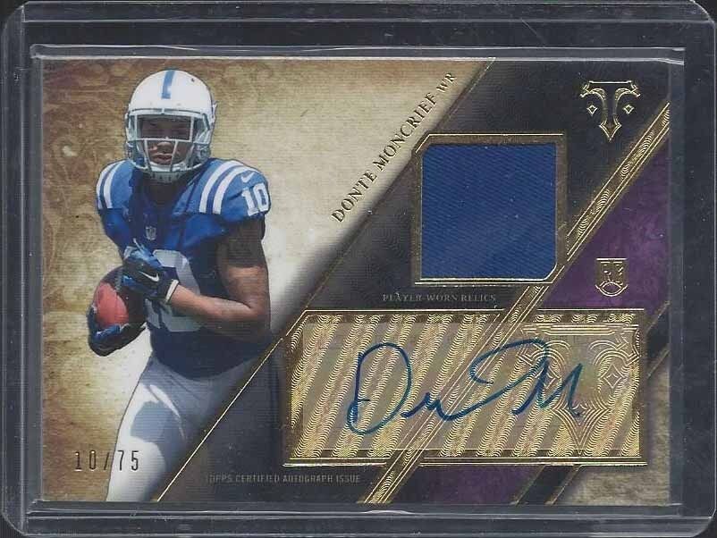 1/1 DONTE MONCRIEF 2014 TRIPLE THREADS PURPLE JERSEY AUTO RC #D 10/75 JSY #10 !