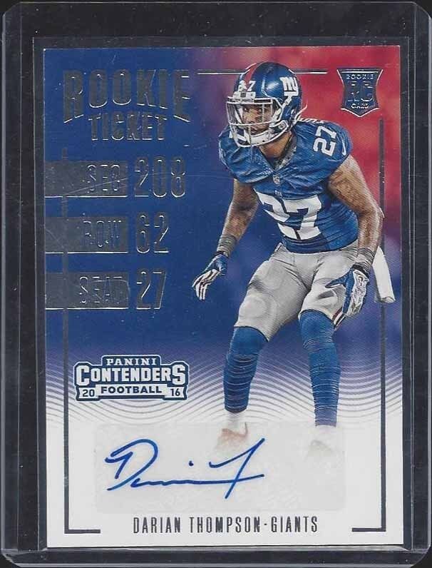 DARIAN THOMPSON 2016 PANINI CONTENDERS GIANTS ROOKIE TICKET TRUE RC AUTO #120