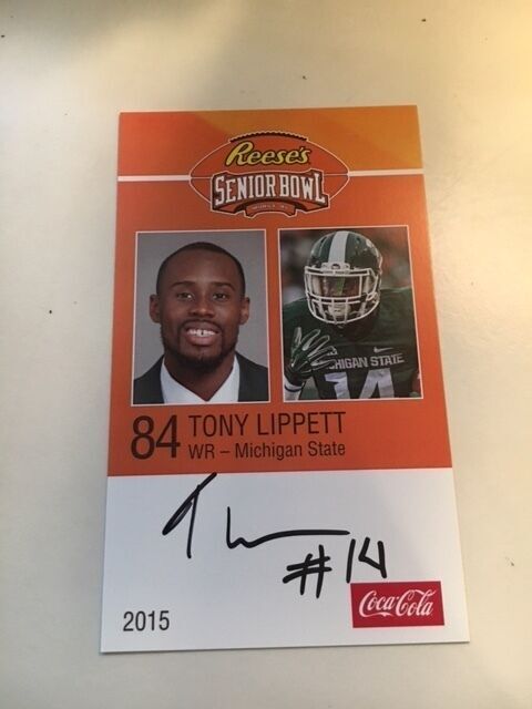 TONY LIPPETT 2015 REESE'S SENIOR BOWL 3X5 MICHIGAN STATE AUTOGRAPHED CARD QTY