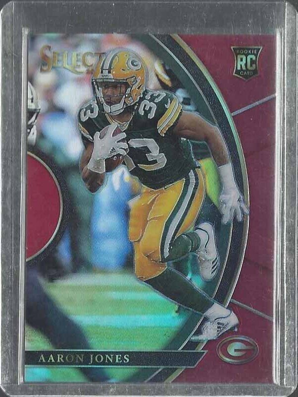 AARON JONES 2017 PANINI SELECT MAROON RED PRIZM PACKERS ROOKIE RC #D 77/99