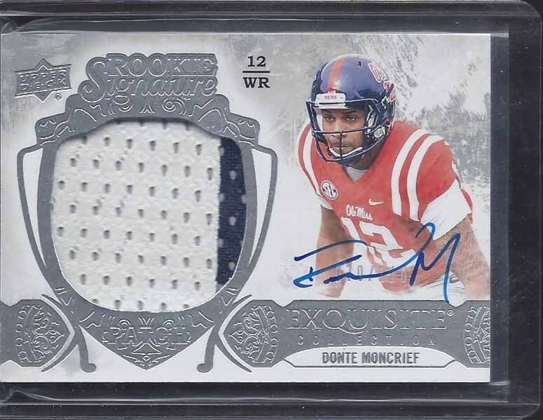 DONTE MONCRIEF 2014 UD EXQUISITE RPA COLTS OLE MISS 2 COLOR PATCH AUTO RC /110