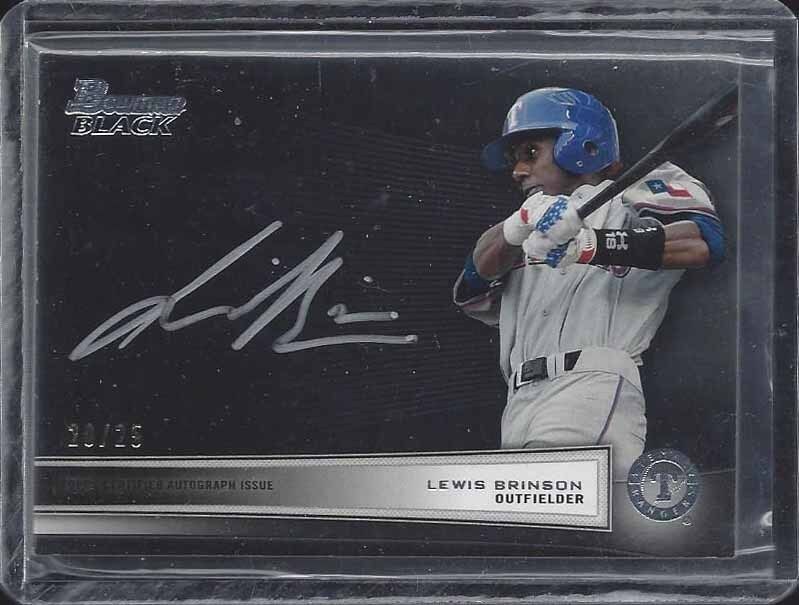 LEWIS BRINSON 2012 BOWMAN BLACK w/ SILVER INK PROSPECT ON CARD AUTO #D 20/25