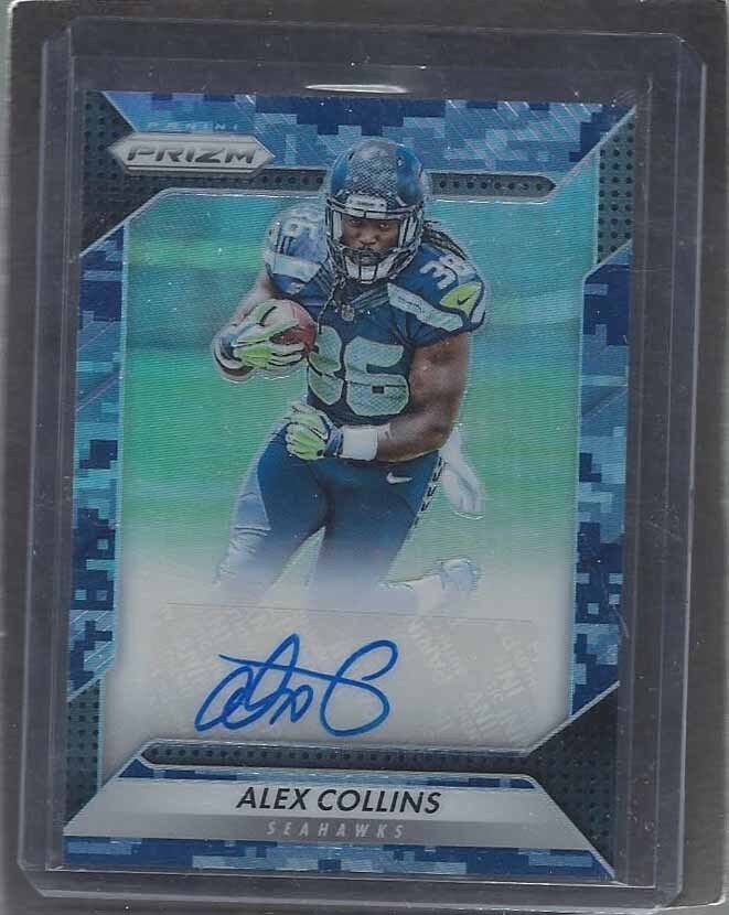 ALEX COLLINS 2016 PANINI PRIZM CAMO PRIZMS ROOKIE AUTO RC #D /25