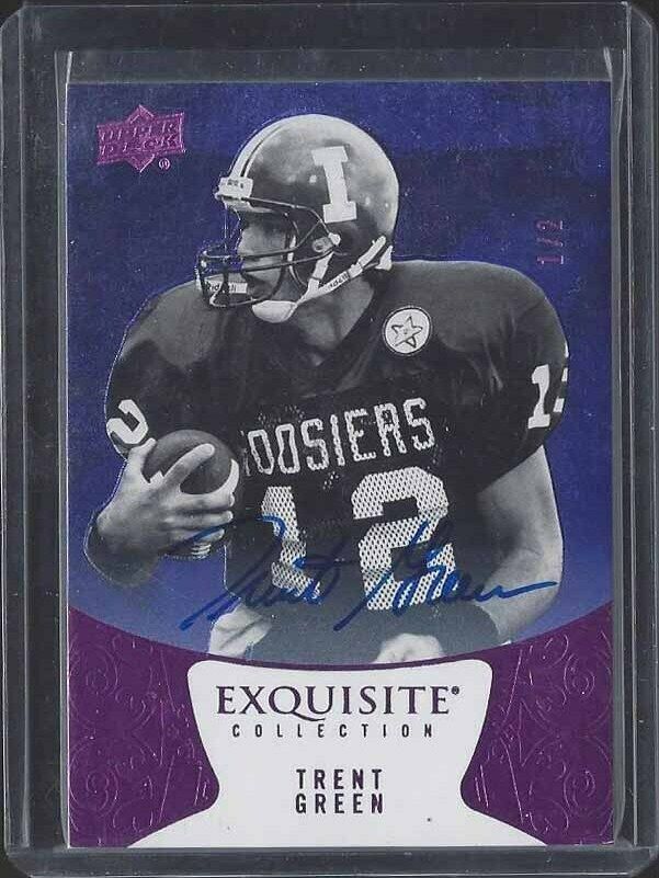 TRENT GREEN 2014 UD EXQUISITE PURPLE ON CARD INDIANA HOOSIERS AUTO #D 1/2