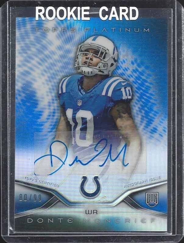 DONTE MONCRIEF 2014 TOPPS PLATINUM BLUE REFRACTOR ROOKIE AUTO RC #D 80/99