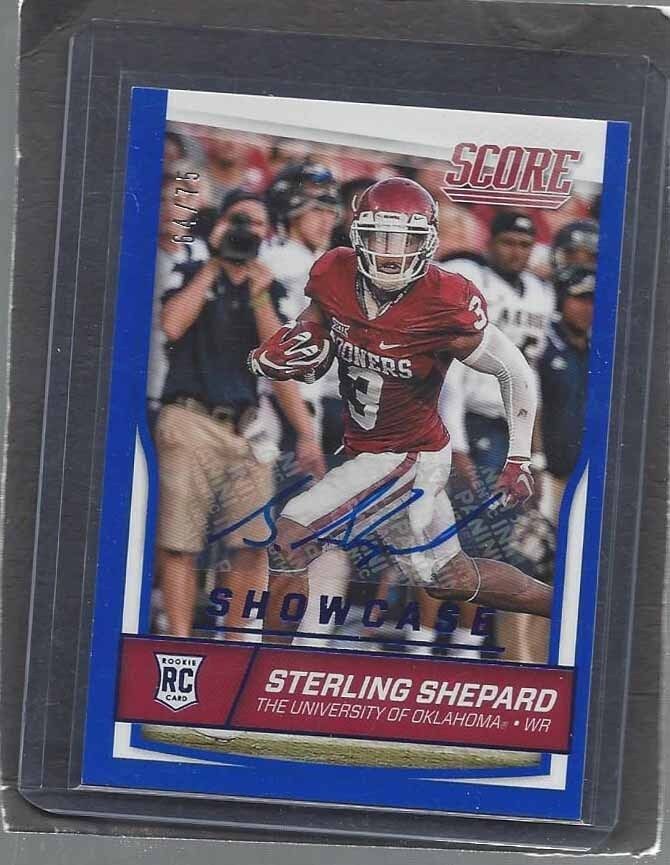 STERLING SHEPARD 2016 SCORE SHOWCASE BLUE OKLAHOMA SOONERS AUTO RC #D 64/75