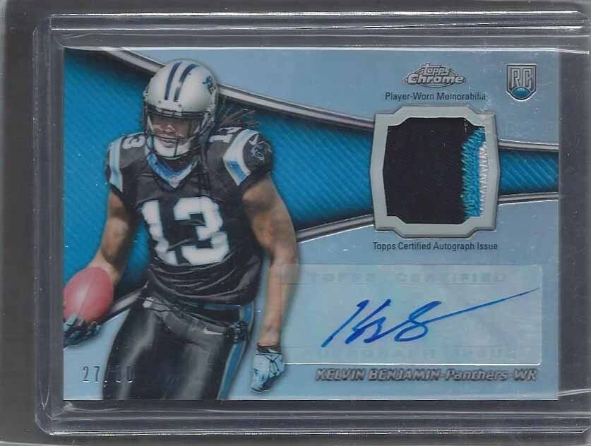 KELVIN BENJAMIN 2014 TOPPS CHROME RPA REFRACTOR 3 COLOR PATCH AUTO RC #D 27/50