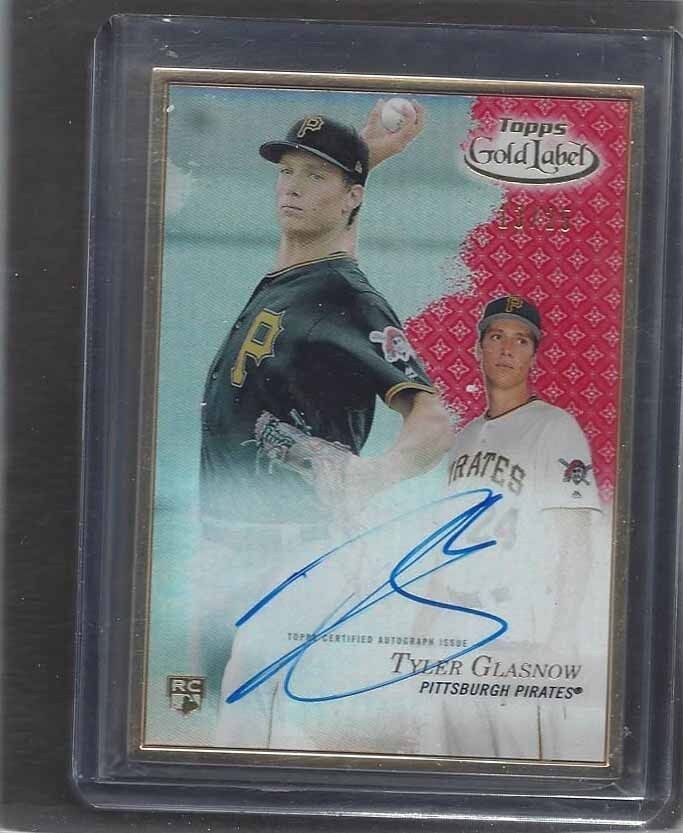 TYLER GLASNOW 2017 TOPPS GOLD LABEL FRAMED RED ON CARD ROOKIE AUTO RC #D 13/25