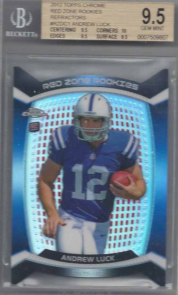 ANDREW LUCK 2012 TOPPS CHROME RED ZONE ROOKIES REFRACTOR RC BGS 9.5 GEM MINT