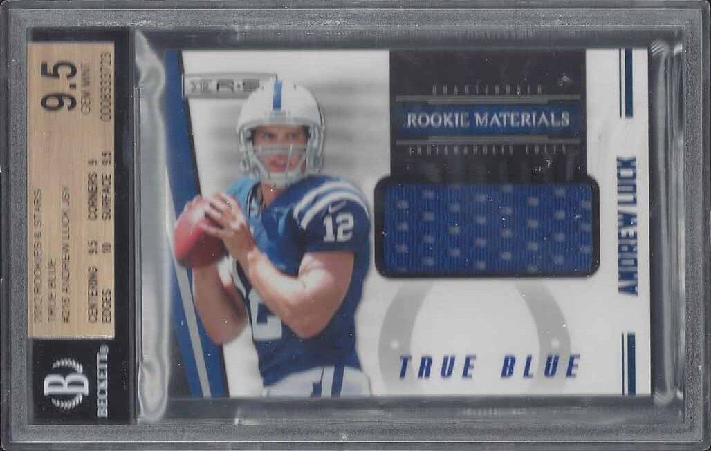 ANDREW LUCK 2012 ROOKIES & STARS TRUE BLUE ROOKIE JERSEY RC /399 BGS 9.5 POP 6
