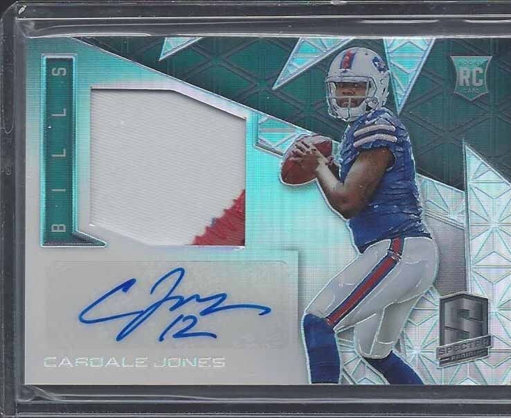CARDALE JONES 2015 PANINI SPECTRA RPA BILLS 2 COLOR PATCH AUTO RC #D 21/99