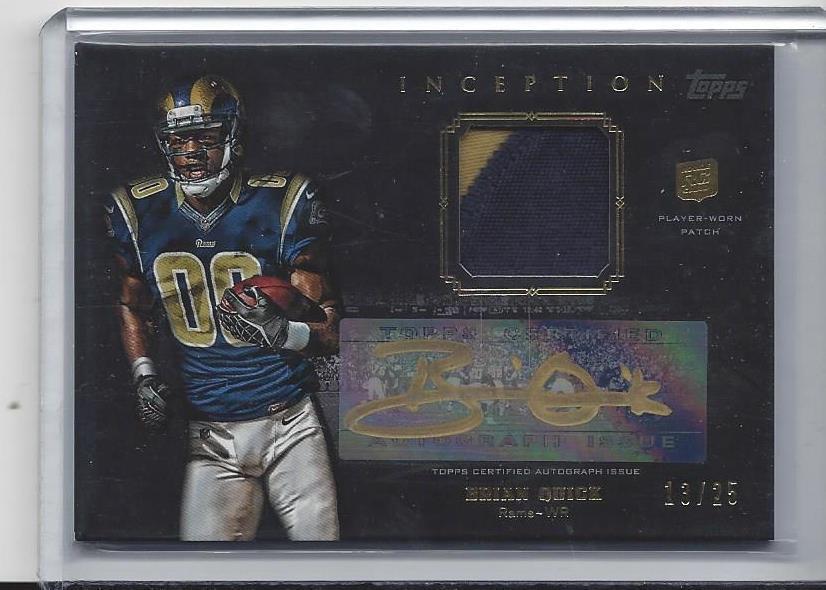 BRIAN QUICK 2012 TOPPS INCEPTION GOLD INK 2 COLOR ROOKIE PATCH AUTO RC #D 13/25