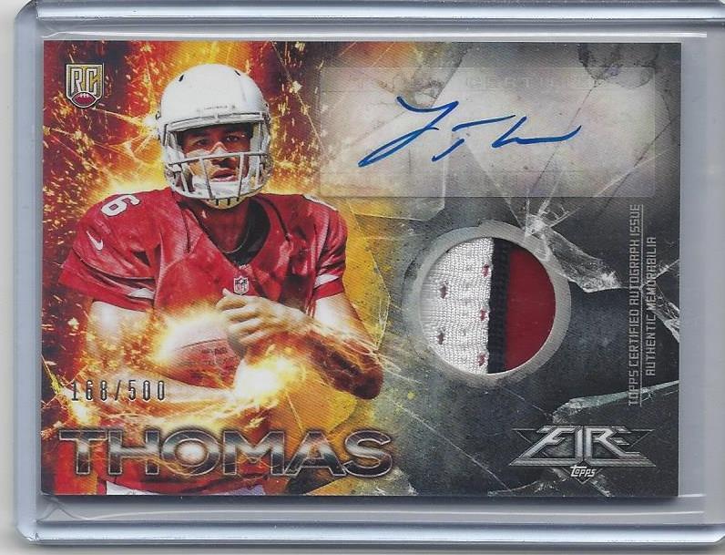 LOGAN THOMAS 2014 TOPPS FIRE RPA 3 COLOR ROOKIE PATCH AUTO RC #D 168/500