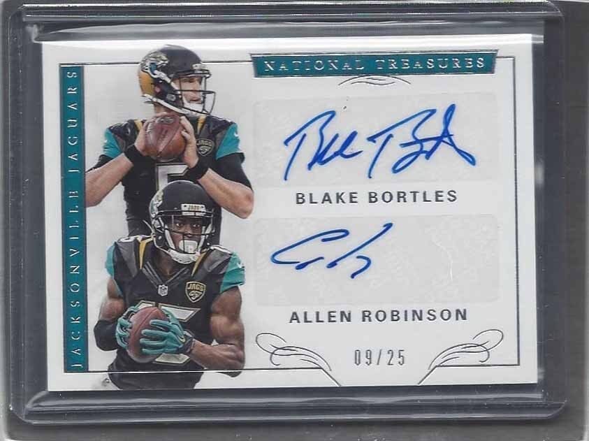 BLAKE BORTLES ALLEN ROBINSON 2016 NATIONAL TREASURES JAGUARS DUAL AUTO #D 9/25