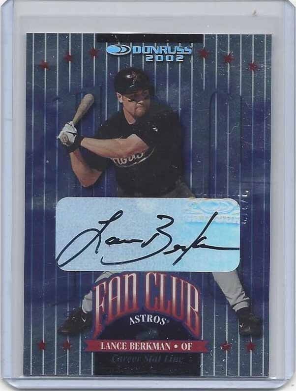 LANCE BERKMAN 2002 DONRUSS FAN CLUB ASTROS CAREER STAT LINE AUTO #210
