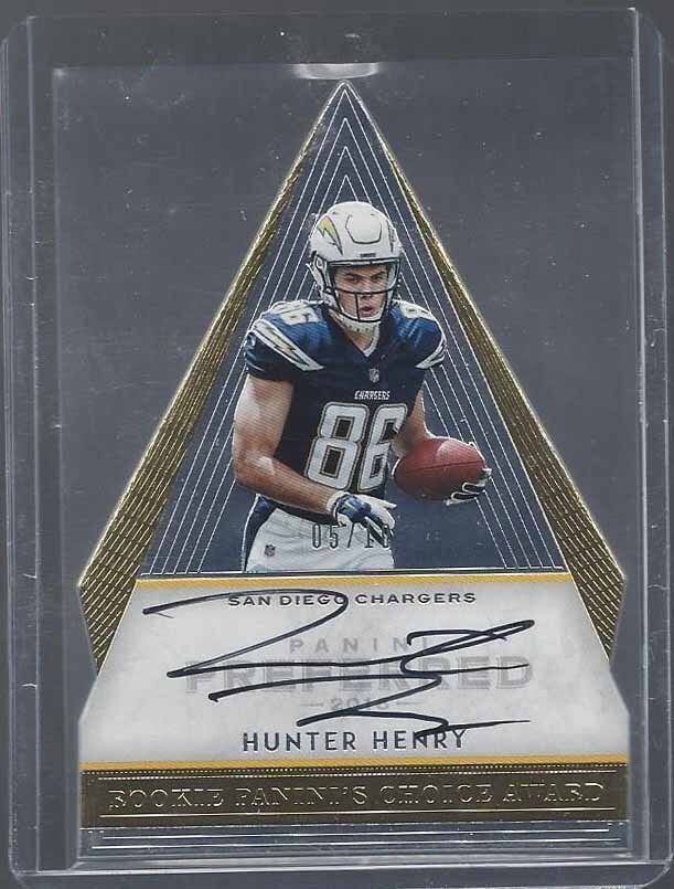 HUNTER HENRY 2016 PREFERRED CHOICE AWARD GOLD DIE CUT ON CARD AUTO RC #D 5/10