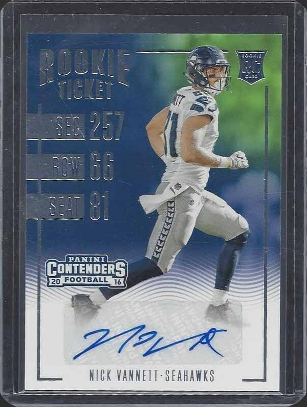 NICK VANNETT 2016 PANINI CONTENDERS SEAHAWKS ROOKIE TICKET TRUE RC AUTO #209