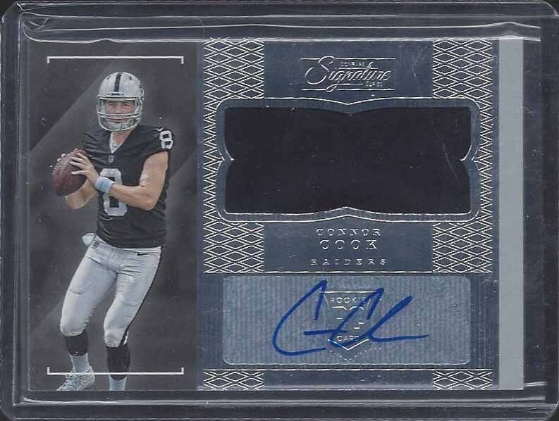 CONNOR COOK 2016 DONRUSS SIGNATURE SERIES RAIDERS ROOKIE JERSEY AUTO RC #281