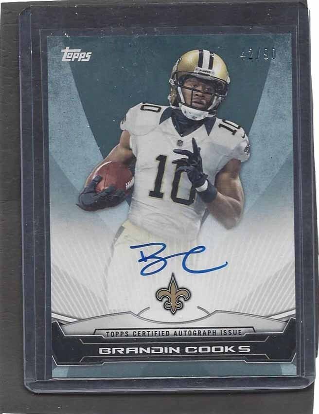 BRANDIN COOKS 2014 TOPPS ROOKIE PREMIERE PHOTO SHOOT ON CARD AUTO RC #D 42/90