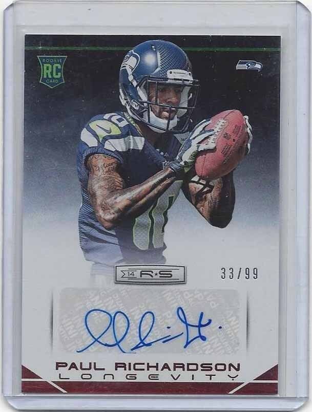 PAUL RICHARDSON 2014 ROOKIES & STARS LONGEVITY RED ROOKIE AUTO RC #D 33/99