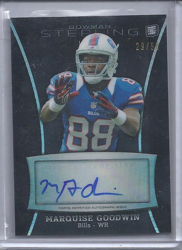 MARQUISE GOODWIN 2013 BOWMAN STERLING BLACK REFRACTOR BILLS AUTO RC #D 29/50