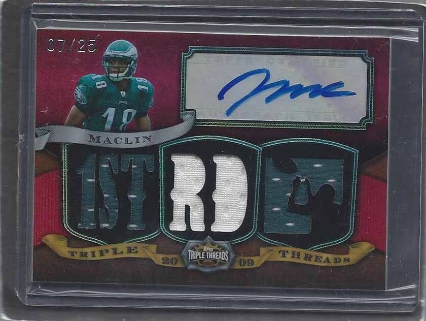 JEREMY MACLIN 2009 TOPPS TRIPLE THREADS 1S RD RED ROOKIE JERSEY AUTO RC #D 7/25