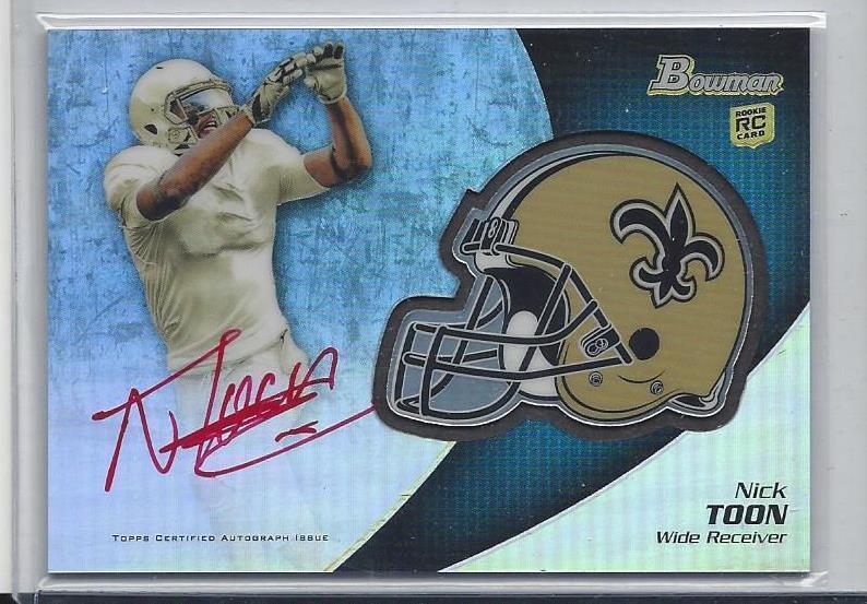NICK TOON 2012 BOWMAN CHROME REFRACTOR HELMET RED INK AUTO RC SP /15