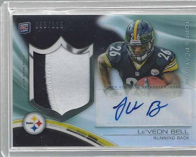 LE'VEON BELL 2013 TOPPS PLATINUM BLACK REFRACTOR RPA JUMBO PATCH AUTO RC #D /125