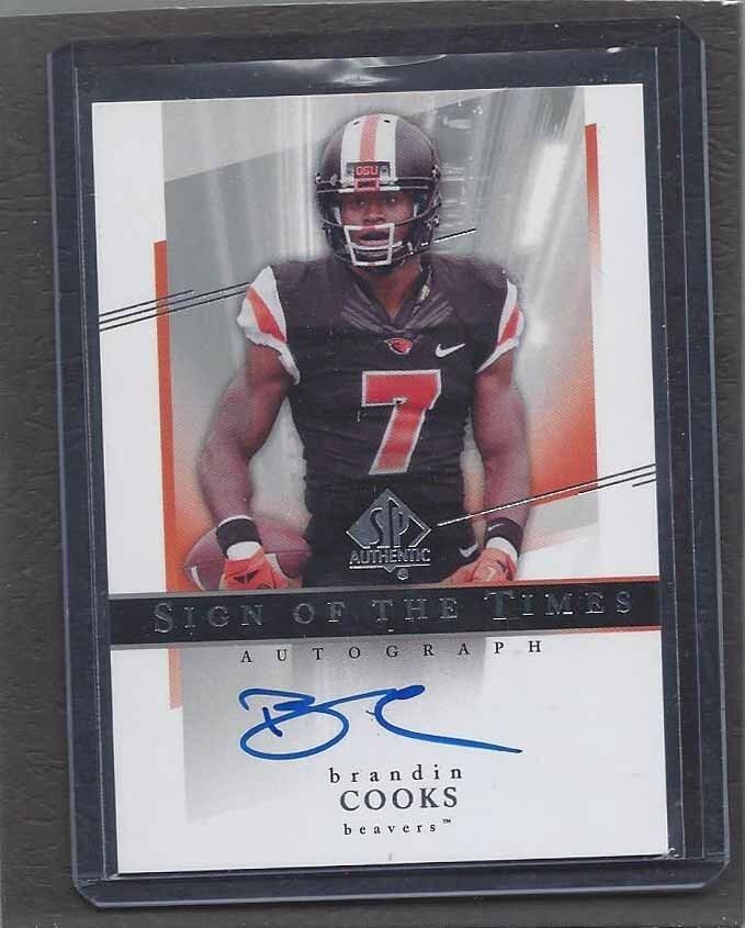 BRANDIN COOKS 2014 SP AUTHENTIC SIGN OF THE TIMES ON CARD ROOKIE AUTO RC