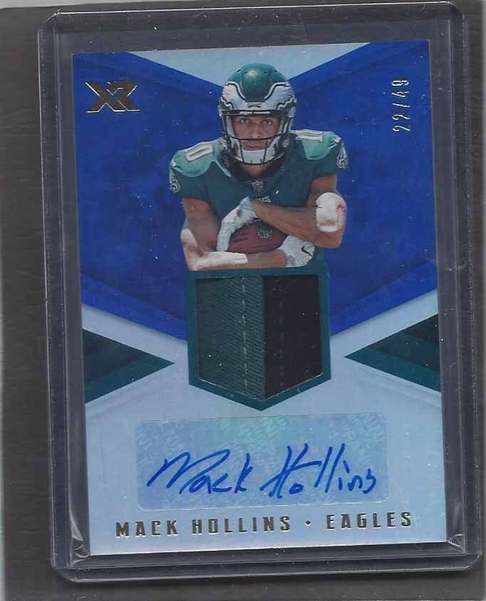 MACK HOLLINS 2017 PANINI XR BLUE EAGLES ROOKIE 2 COLOR PATCH AUTO RC #D 22/49