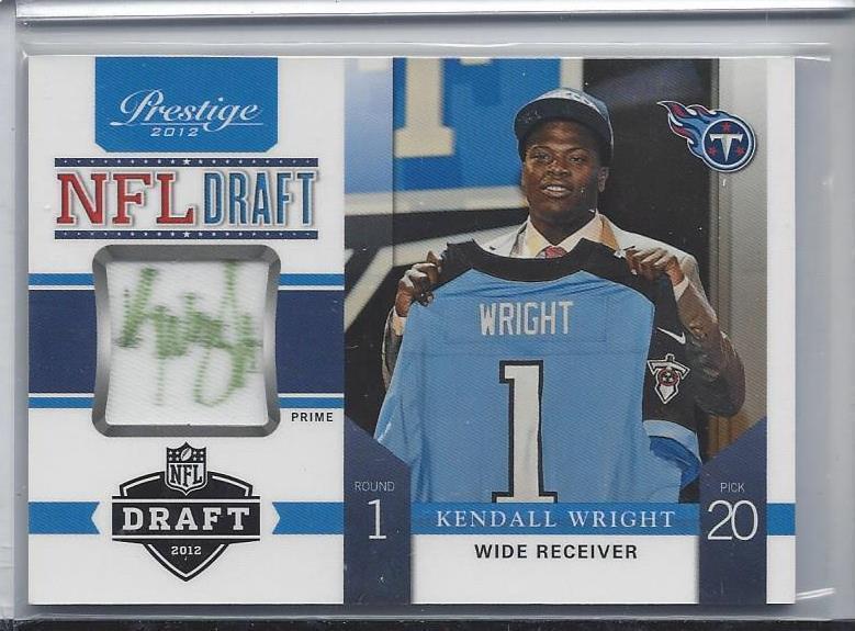 KENDALL WRIGHT 2012 PRESTIGE NFL DRAFT AUTO ON PATCH AUTO RC #D 7/10