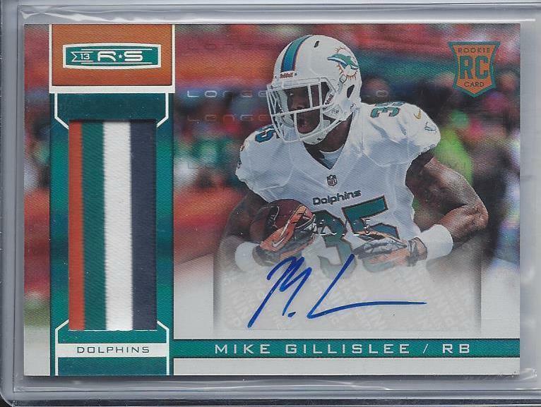 MIKE GILLISLEE 2013 ROOKIES & STARS LONGEVITY 4 COLOR PATCH AUTO RC #D 20/25