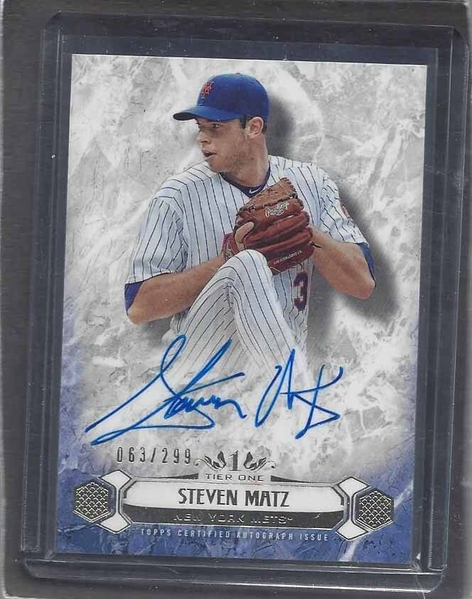 STEVEN MATZ 2016 TOPPS TIER ONE BREAKOUT ON CARD METS AUTO #D 63/299