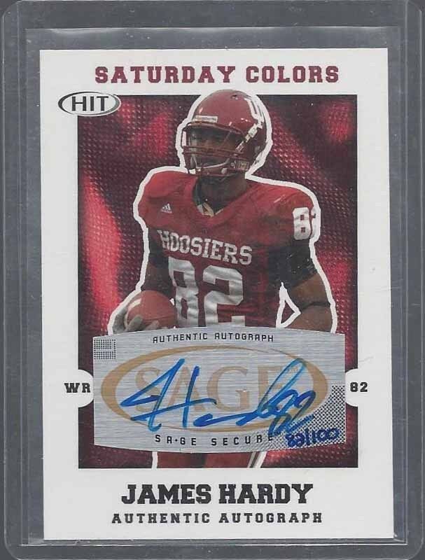 1/1 JAMES HARDY 2008 SAGE HIT SATURDAY COLORS ON CARD AUTO RC #D 82/100 JSY #82!