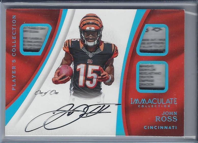 JOHN ROSS III 2017 IMMACULATE PLATINUM TRI LAUNDRY TAG PATCH ON CARD AUTO RC 1/1