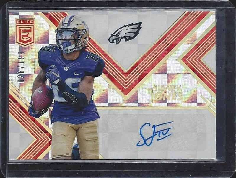 1/1 SIDNEY JONES 2017 DONRUSS ELITE RED ROOKIE AUTO RC #D 26/199 HIS JERSEY #26!
