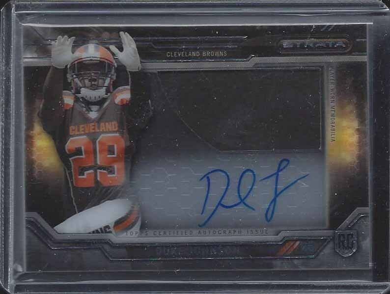 DUKE JOHNSON 2015 TOPPS STRATA CLEAR CUT JUMBO BROWNS JERSEY ON CARD AUTO RC