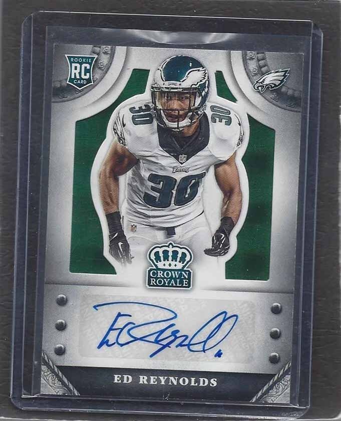 ED REYNOLDS 2014 CROWN ROYALE GREEN PLAID EAGLES ROOKIE AUTO RC #D 1/5