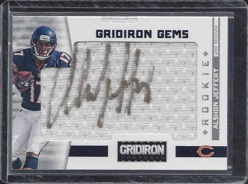 ALSHON JEFFERY 2012 GRIDIRON HIDDEN GEMS PULLOUT JERSEY ON CARD GOLD AUTO RC /50