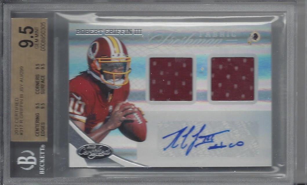 ROBERT GRIFFIN III 2012 CERTIFIED FRESHMAN FABRIC JERSEY AUTO RC /299 BGS 9.5 10