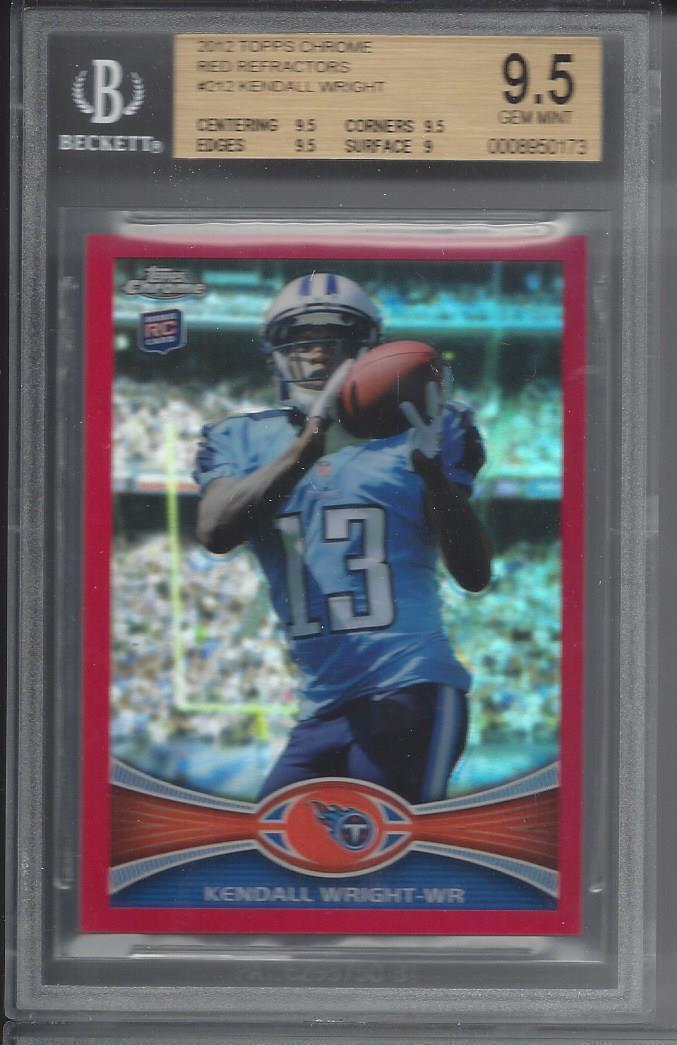 KENDALL WRIGHT 2012 TOPPS CHROME ROOKIE RED REFRACTOR RC #D 1/25 BGS 9.5 GEM MT