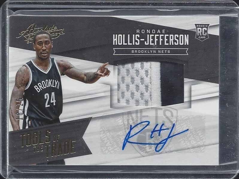 RONDAE HOLLIS JEFFERSON 2015-16 ABSOLUTE GOLD 3 COLOR PATCH AUTO RC #D 18/25
