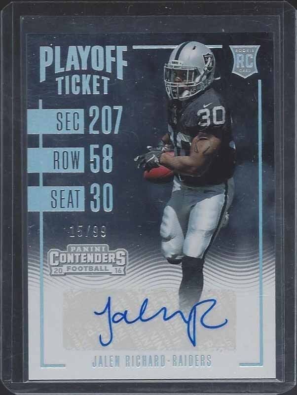 JALEN RICHARD 2016 PANINI CONTENDERS RAIDERS PLAYOFF TICKET AUTO RC #D 15/99
