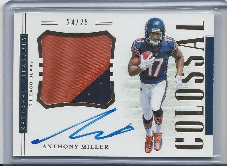 ANTHONY MILLER 2018 NATIONAL TREASURES COLOSSAL GOLD 2CLR PATCH AUTO RC #D 24/25