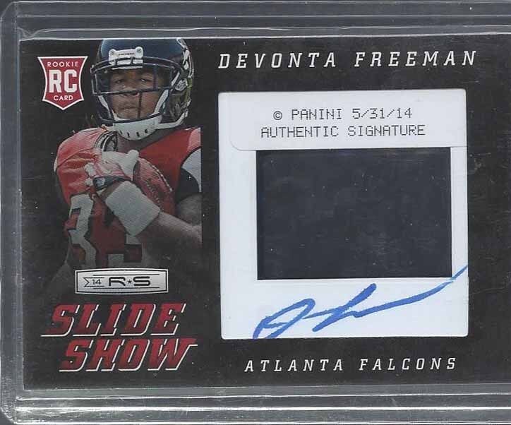 DEVONTA FREEMAN 2014 ROOKIES & STARS SLIDESHOW FILM SLIDE ON CARD AUTO RC #D /98