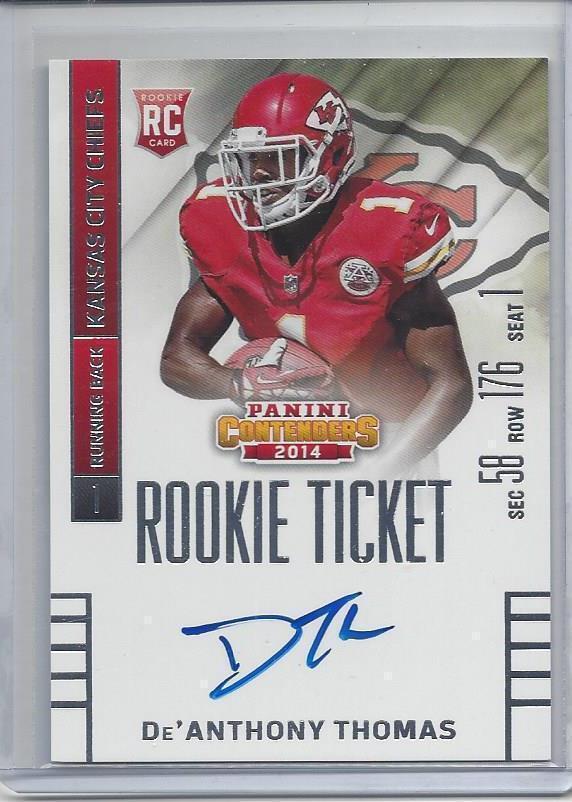 DE'ANTHONY THOMAS 2014 PANINI CONTENDERS CHIEFS ROOKIE TICKET TRUE RC AUTO #213