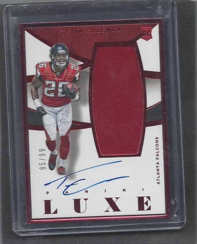 TEVIN COLEMAN 2015 PANINI LUXE RED FRAME JUMBO JERSEY ON CARD AUTO RC #D 95/99