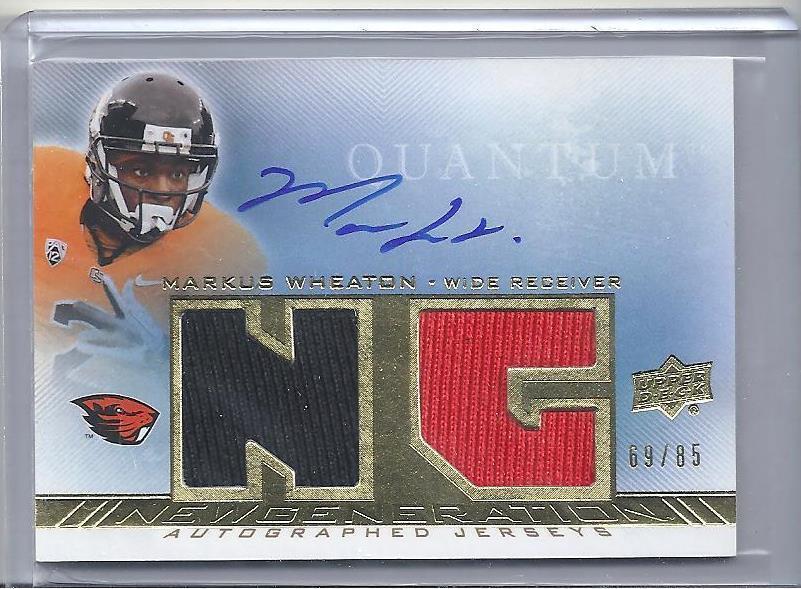 MARKUS WHEATON 2013 UPPER DECK QUANTUM NEW GENERATION DUAL JERSEY AUTO RC #D /85