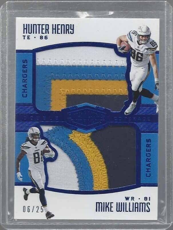 HUNTER HENRY MIKE WILLIAMS 2017 PLATES PATCHES DOUBLE COVERAGE BLUE PATCH RC /25